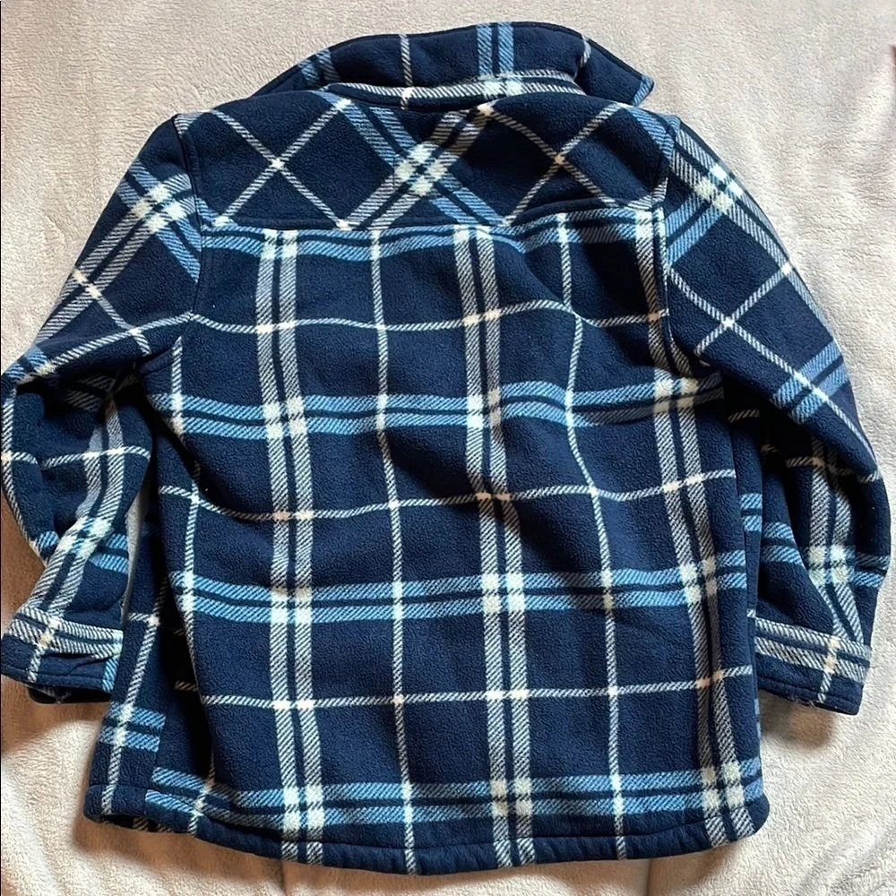 Kids Blue and White Plaid Sherpa-Liner Flannel Jacket Size 7/8